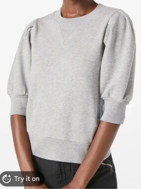 Frame Denim Shirred Short Sleeve Sweater